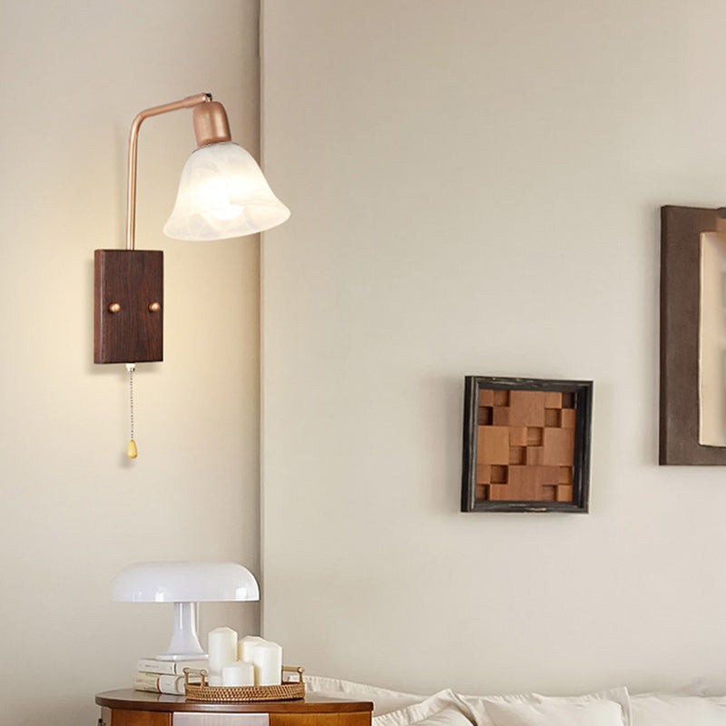 Franse ijzeren glazen bloemenwandlamp met zwenkarm en rits HL1087