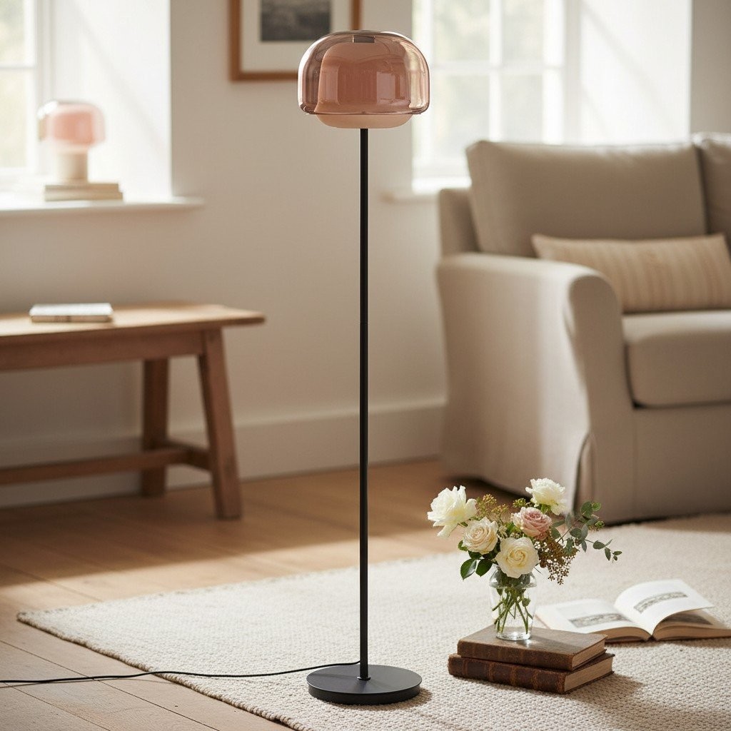 Clinco Moderne Paddestoel Vloerlamp - Gekleurde Glazen Bollamp voor Woonkamers HL1778