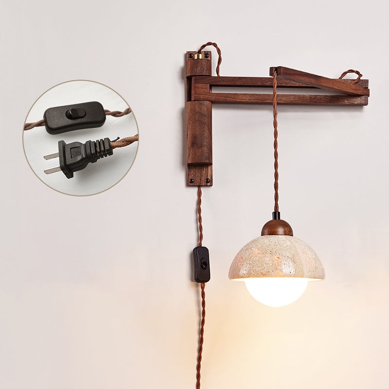 Tia Travertin Wandlamp met zwenkarm en stekker HL3238