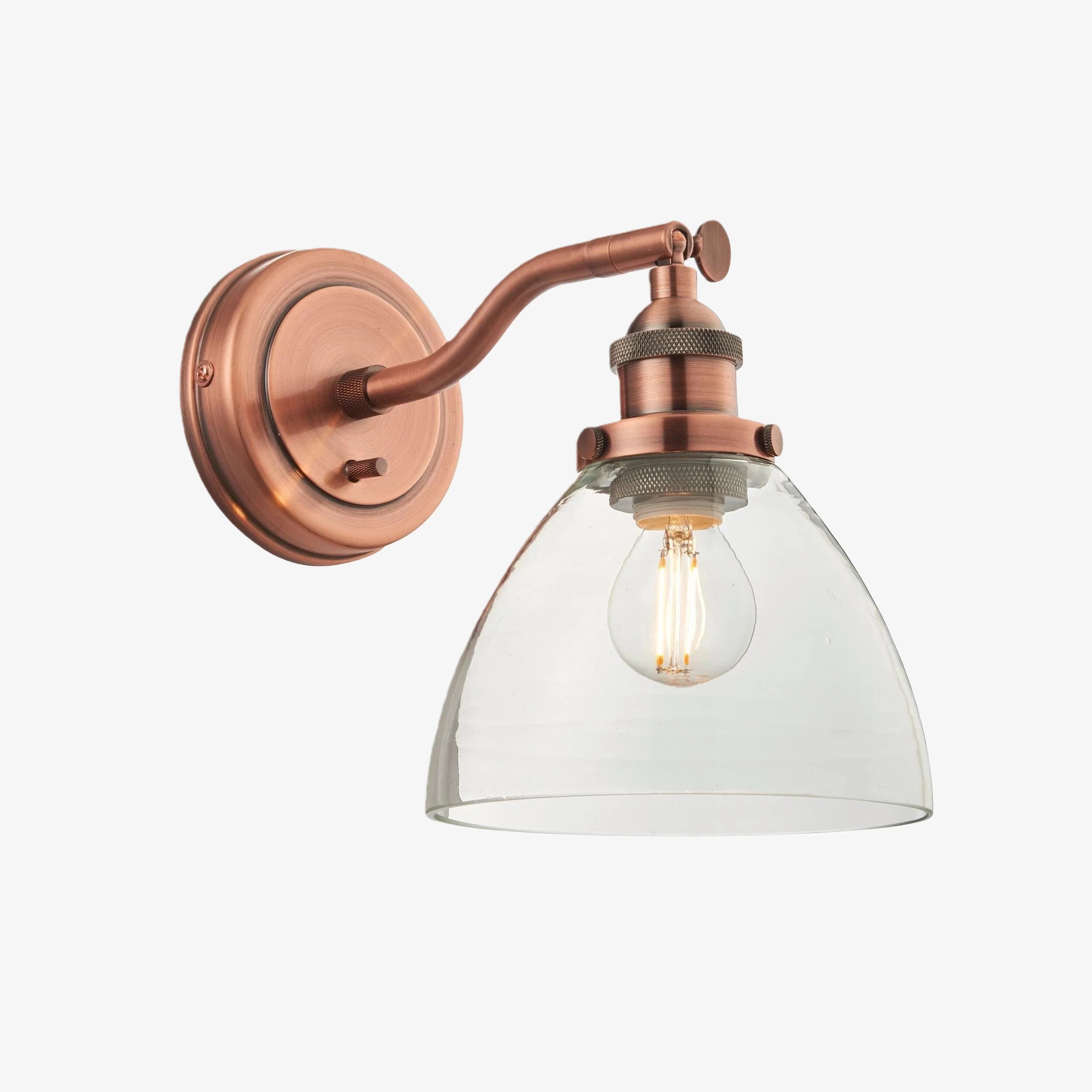 Novera wandlampencollectie - Glazen kap in messing, zilver, nikkel en koper - Residentieel en boutique horeca HL2034