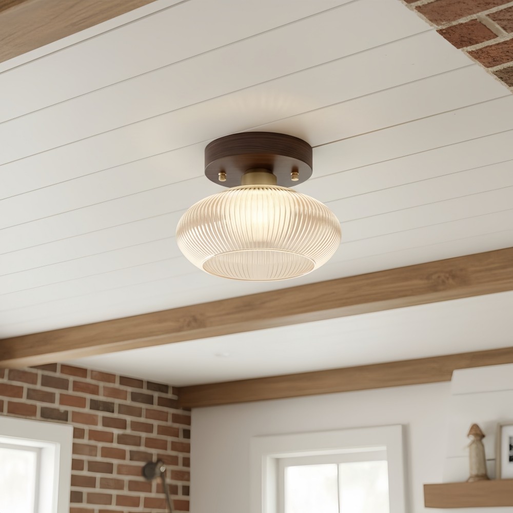 Soliro moderne glazen koepelplafondlamp met strakke, minimalistische vorm voor keukens en woonkamers HL2428