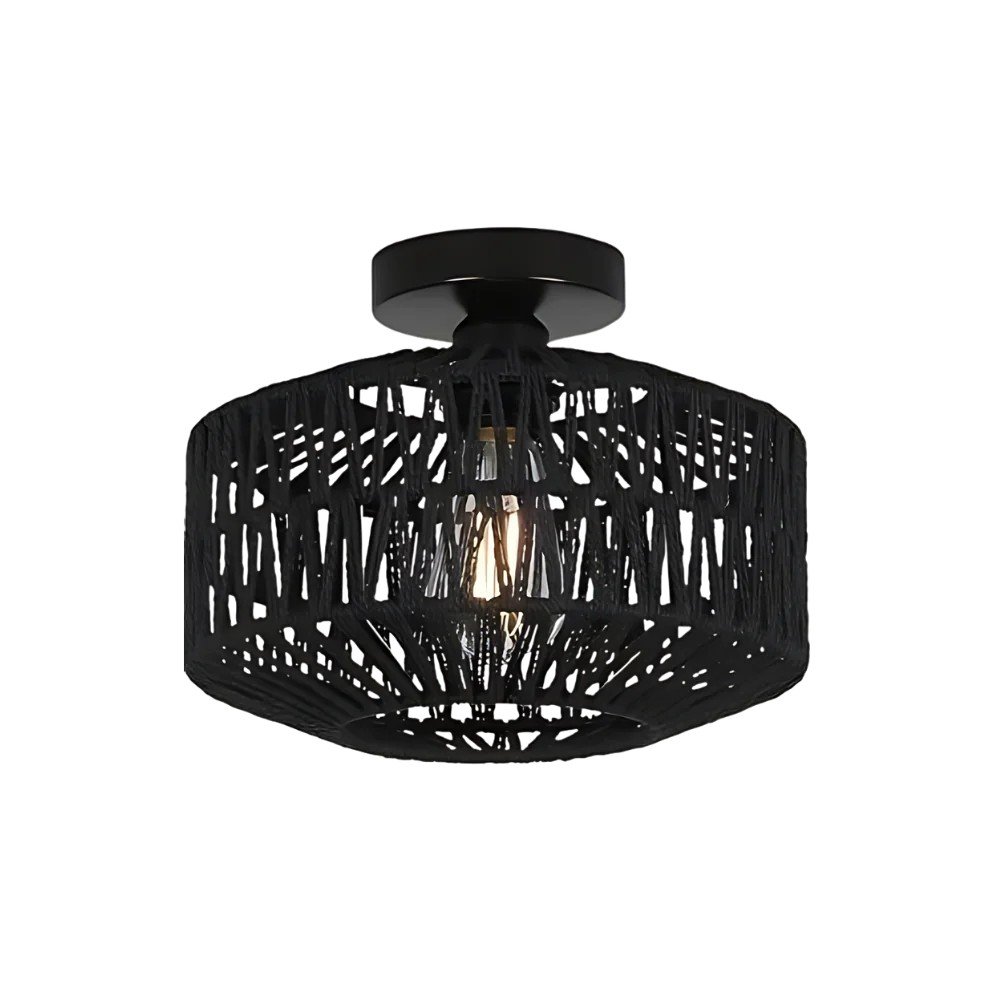 Geweven lantaarn Boho Radiance rotan plafondlamp HL3399