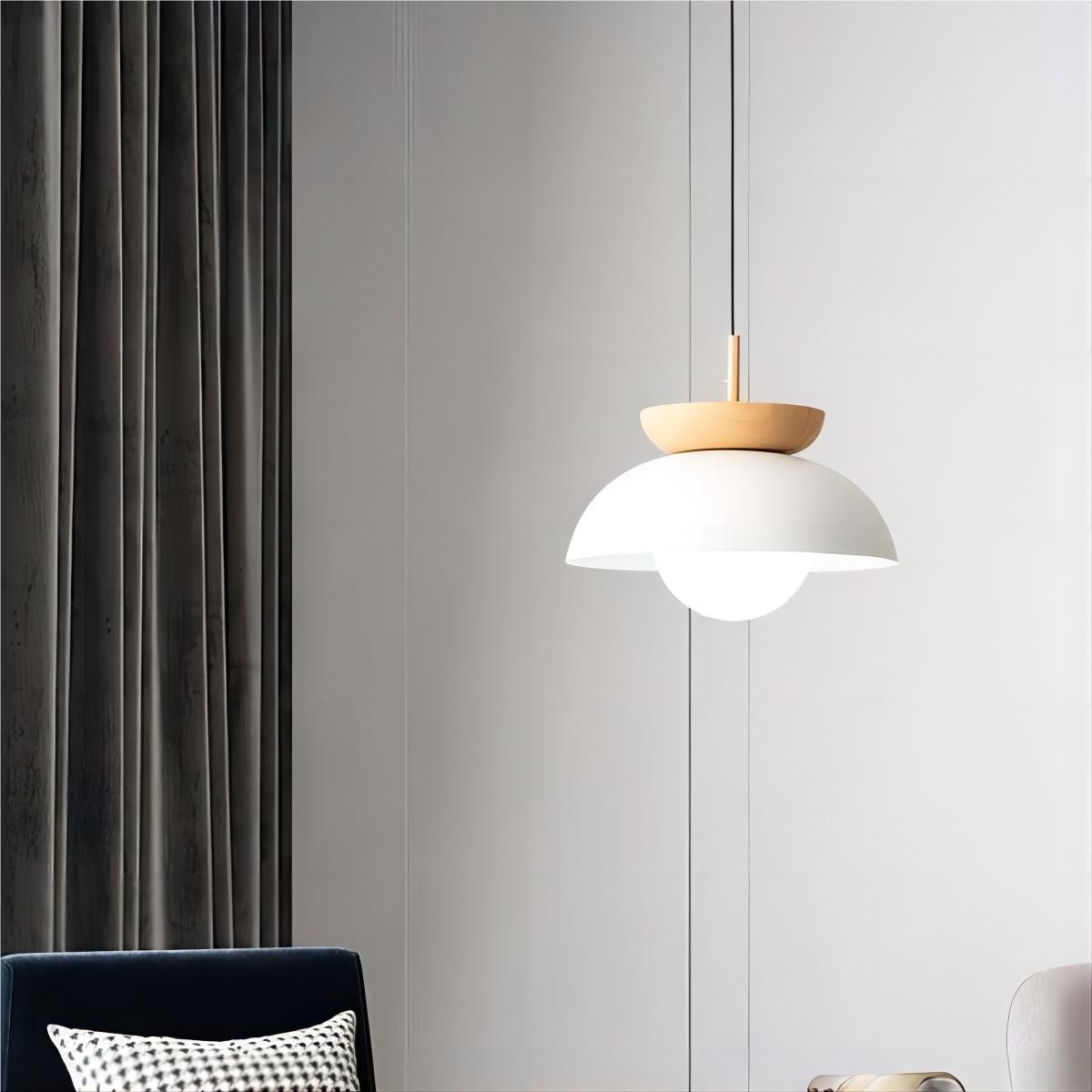 Scandinavische Semi-bol Houten Hanglamp HL100