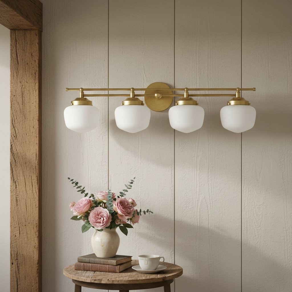 Opalume glazen Art Deco badkamerlamp - wandlamp met witte glazen kappen HL1668