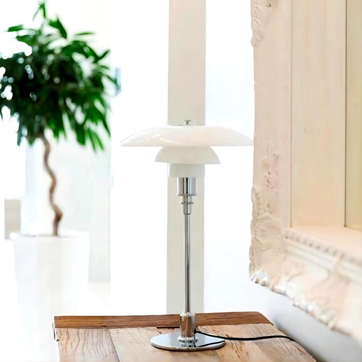 Glazen tafellamp met Multilayer roestvrij staal