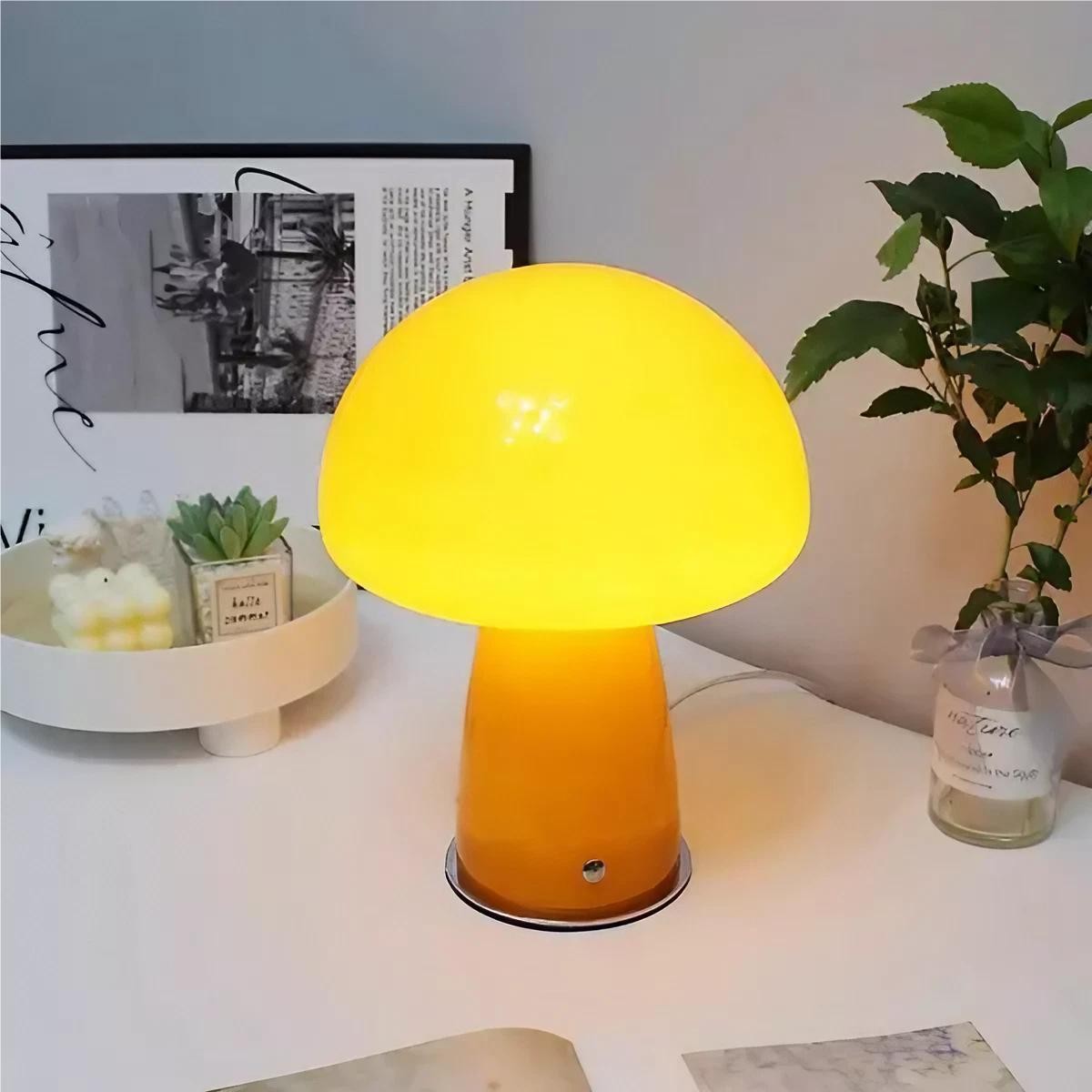 Deense Bauhaus glazen paddestoel tafellamp HL187