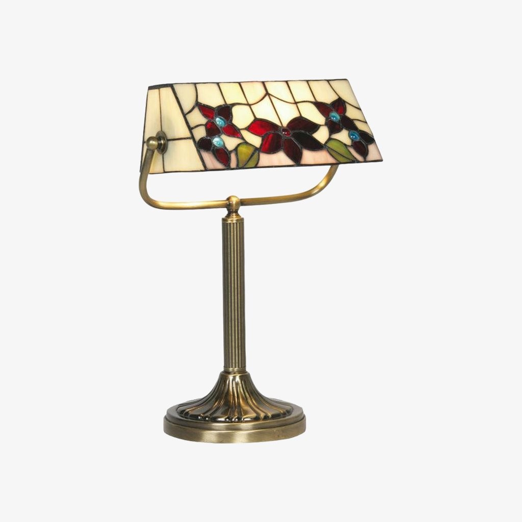 TF Camillo Dragonfly tafellamp met gebrandschilderd glas en geschulpte rand - Tiffany-stijl Art Nouveau voor consoletafels