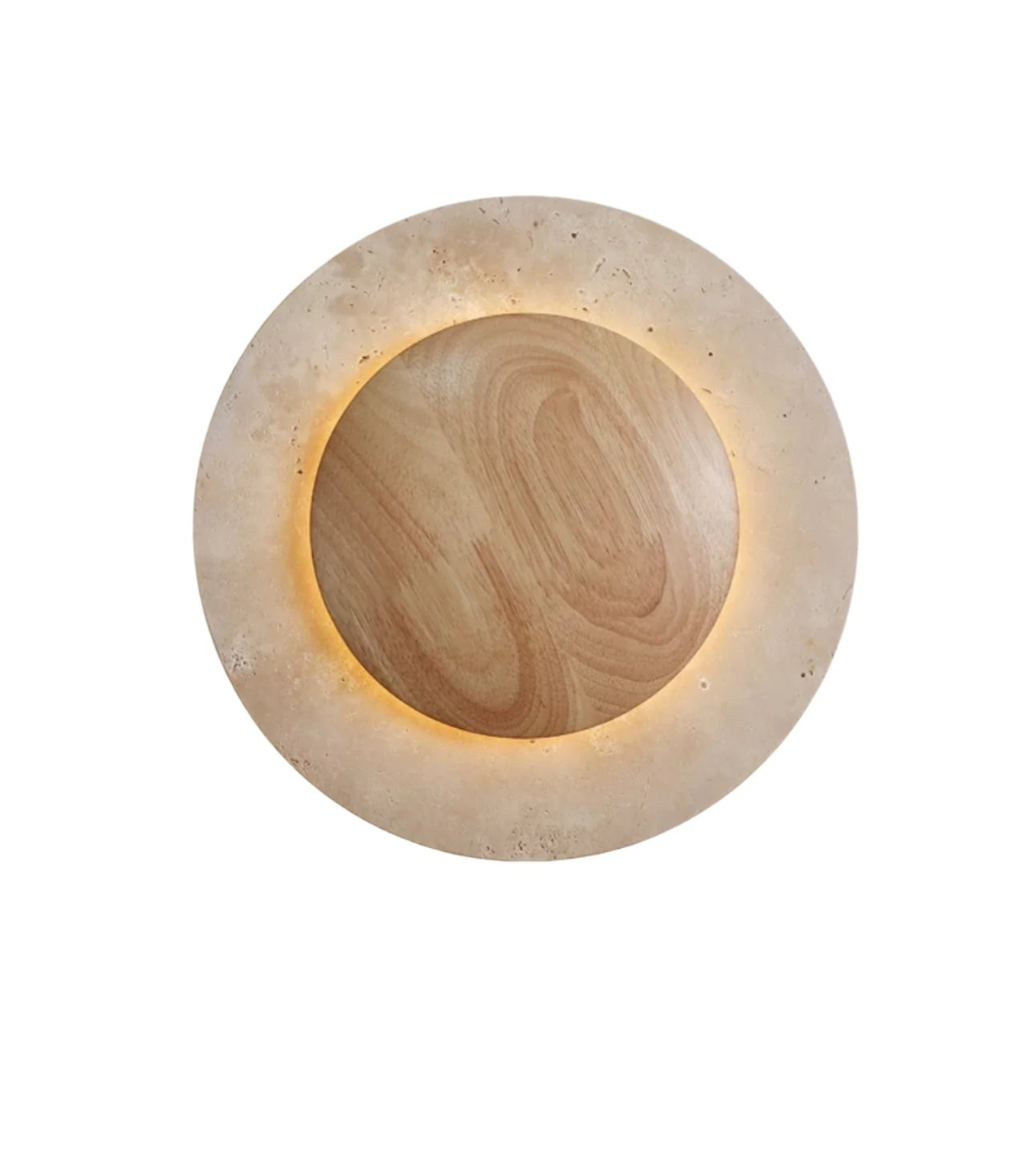 Ronde wandlamp van travertijnhout HL3433