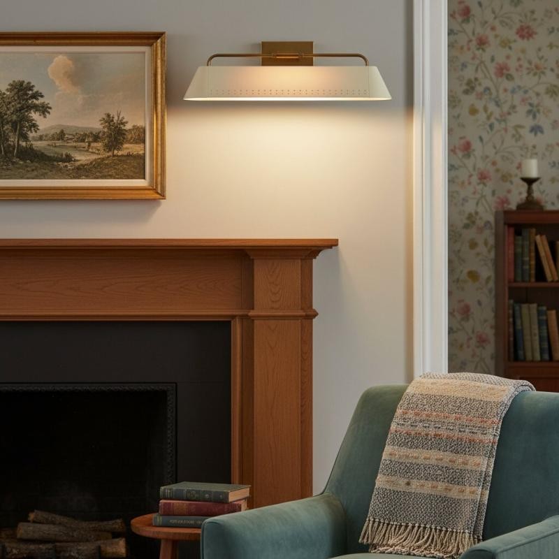 Libris wandlamp voor schilderijen - Modern stalen frame met zachte zandkleurige kap voor hal en eetkamer HL2378