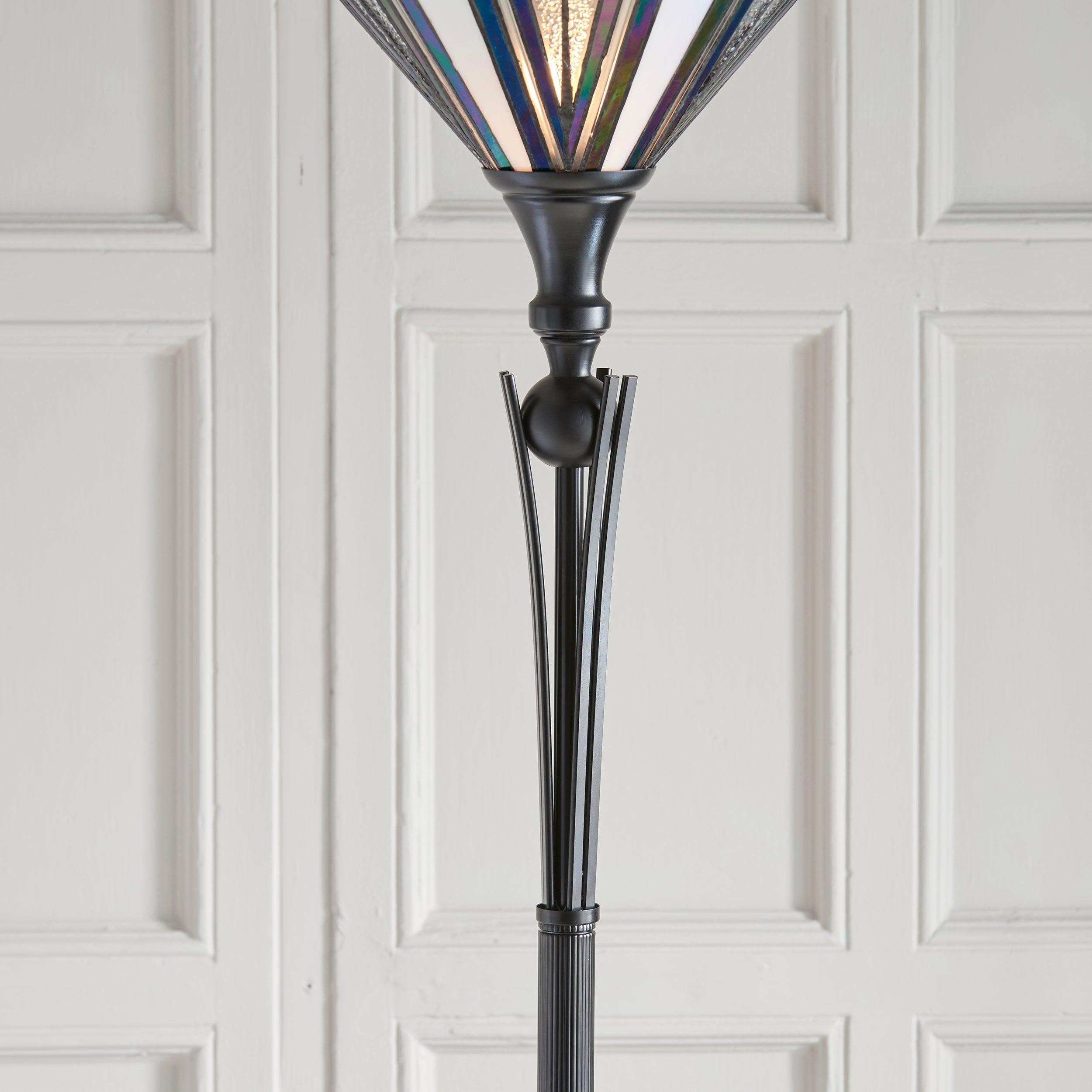 TF Astoria Tiffany-stijl uplighterlamp - getextureerde glazen kap voor sfeer in huis en op kantoor HL2252