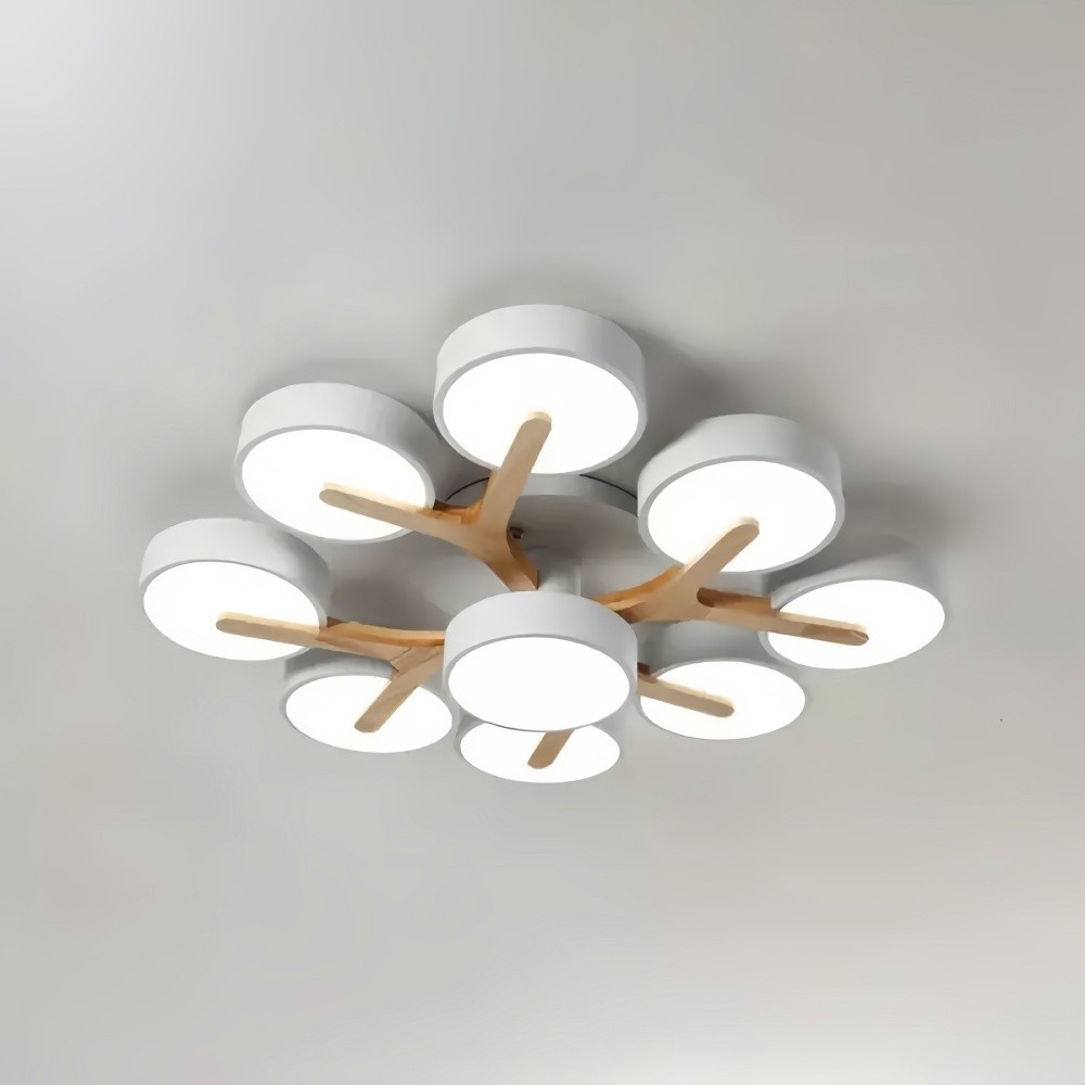 Nordic Disc Wood Plafondlamp - LED Semi-Flush Mount voor Slaapkamer HL1353