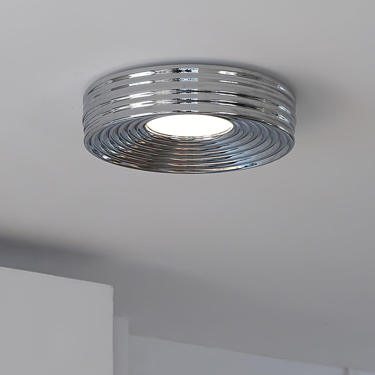 Crèmekleurige geribbelde plafondlamp met drie kleurenverandering HL475