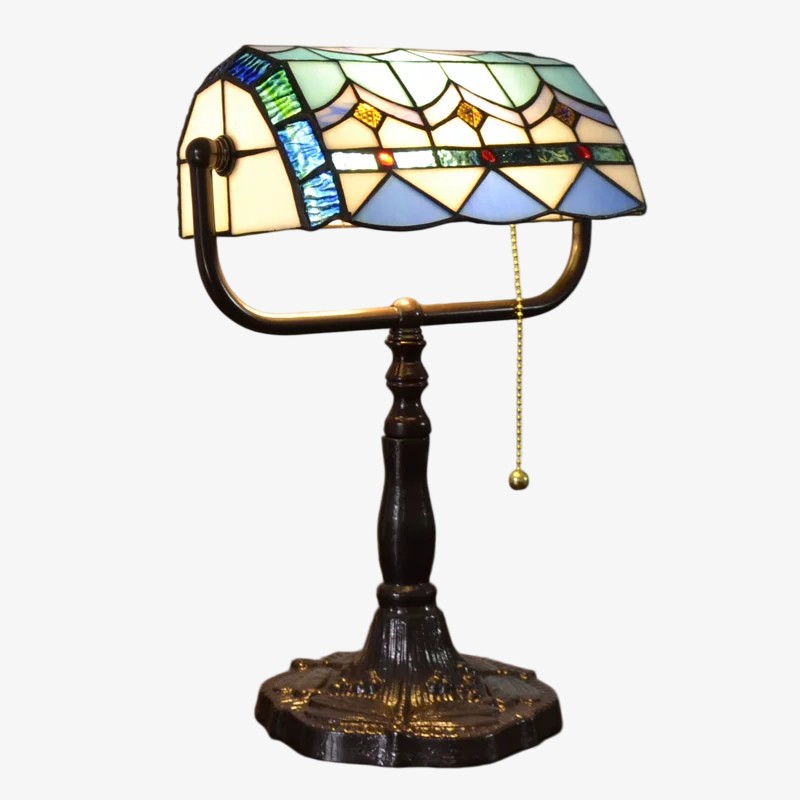 TF Tivanny Bureaulamp met bloemenmotief en glas-in-lood - Vintage tafellamp voor slaapkamer, studeerkamer of woonkamer HL3553