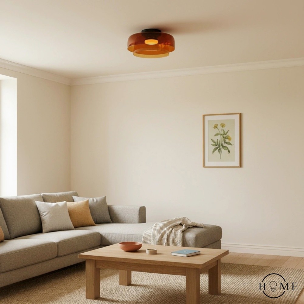 Scandinavische Glazen Schijf Plafondlamp - Noordse Macaron-stijl Lamp voor Woonkamers HL204