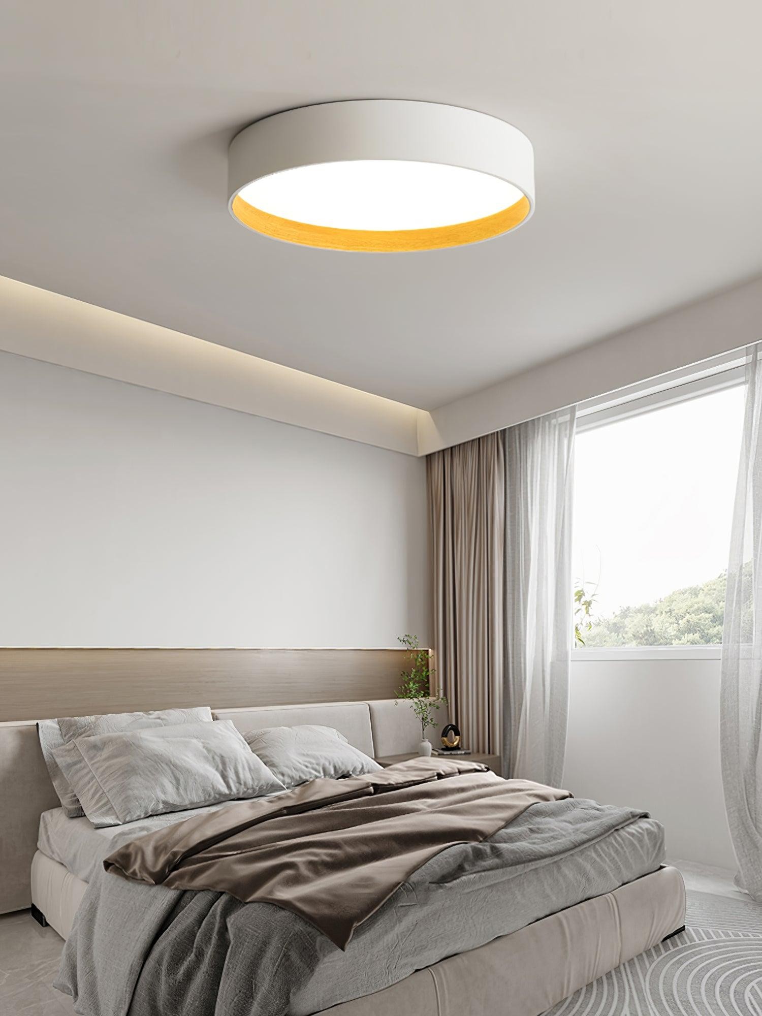Japanse minimalistische creatieve ronde LED-plafondlamp met houtnerf HL759