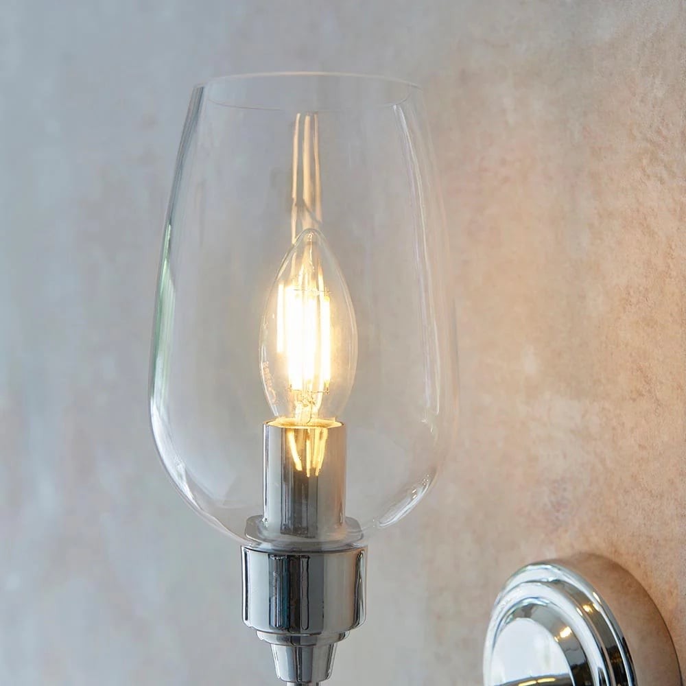 Clarione Art Deco wandlamp met transparante glazen kap - Modern metalen ontwerp voor gangen HL2112