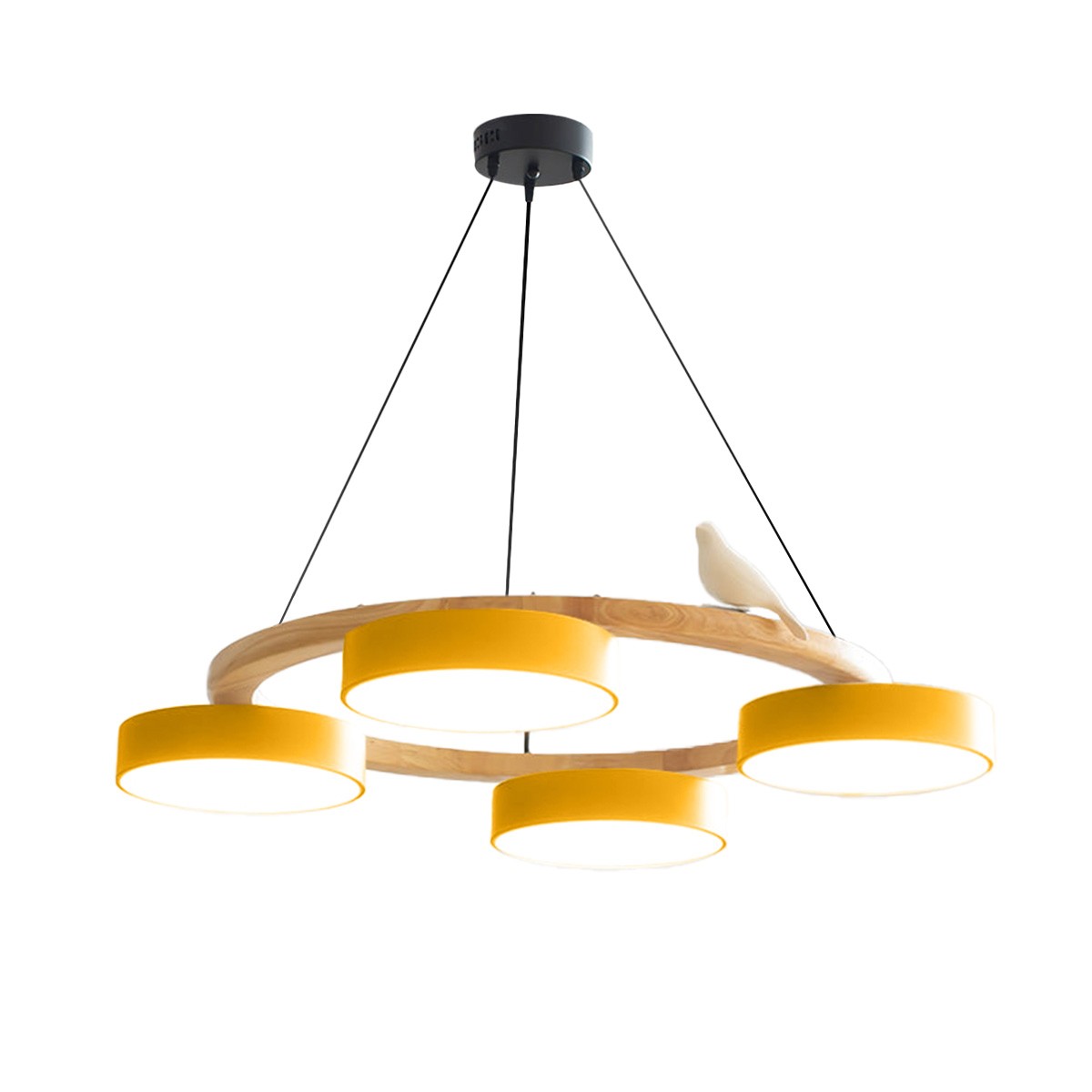Creatieve Houten Vogel Kleurrijke Ronde Kroonluchter HL926