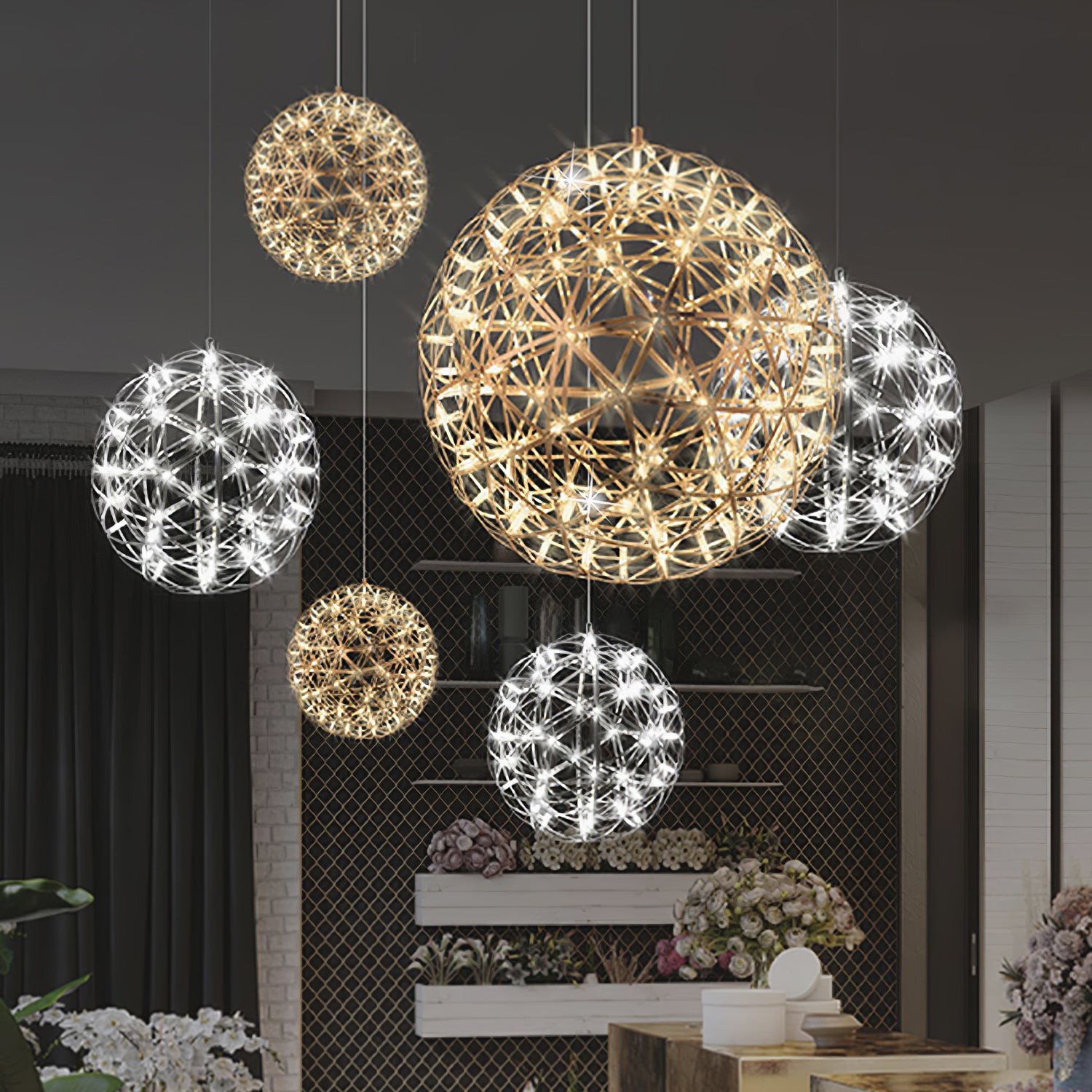 Zilveren Spark Ball hanglamp HL1407