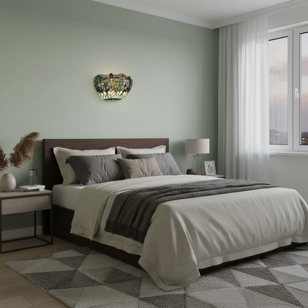 TF Wandlamp met libellenpatroon - Klassiek handgesneden glas-in-lood voor hallen en slaapkamers HL2117