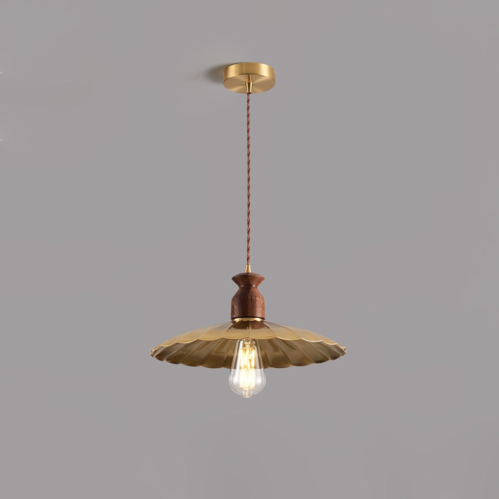 Ronde messing metalen badge gouden hanglamp HL389