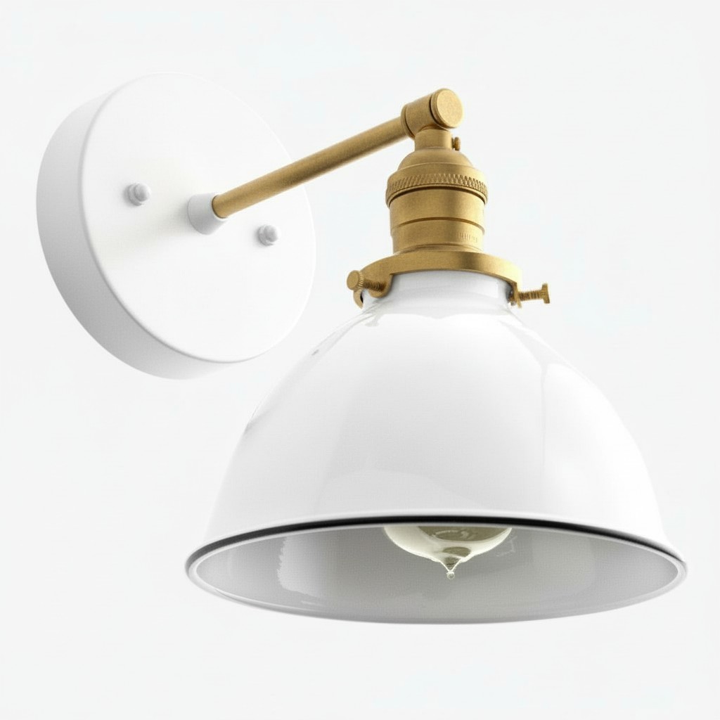 Conique Metalen Wandlamp - Witte Metalen Kap - Industriële Moderne Verlichting HL1669