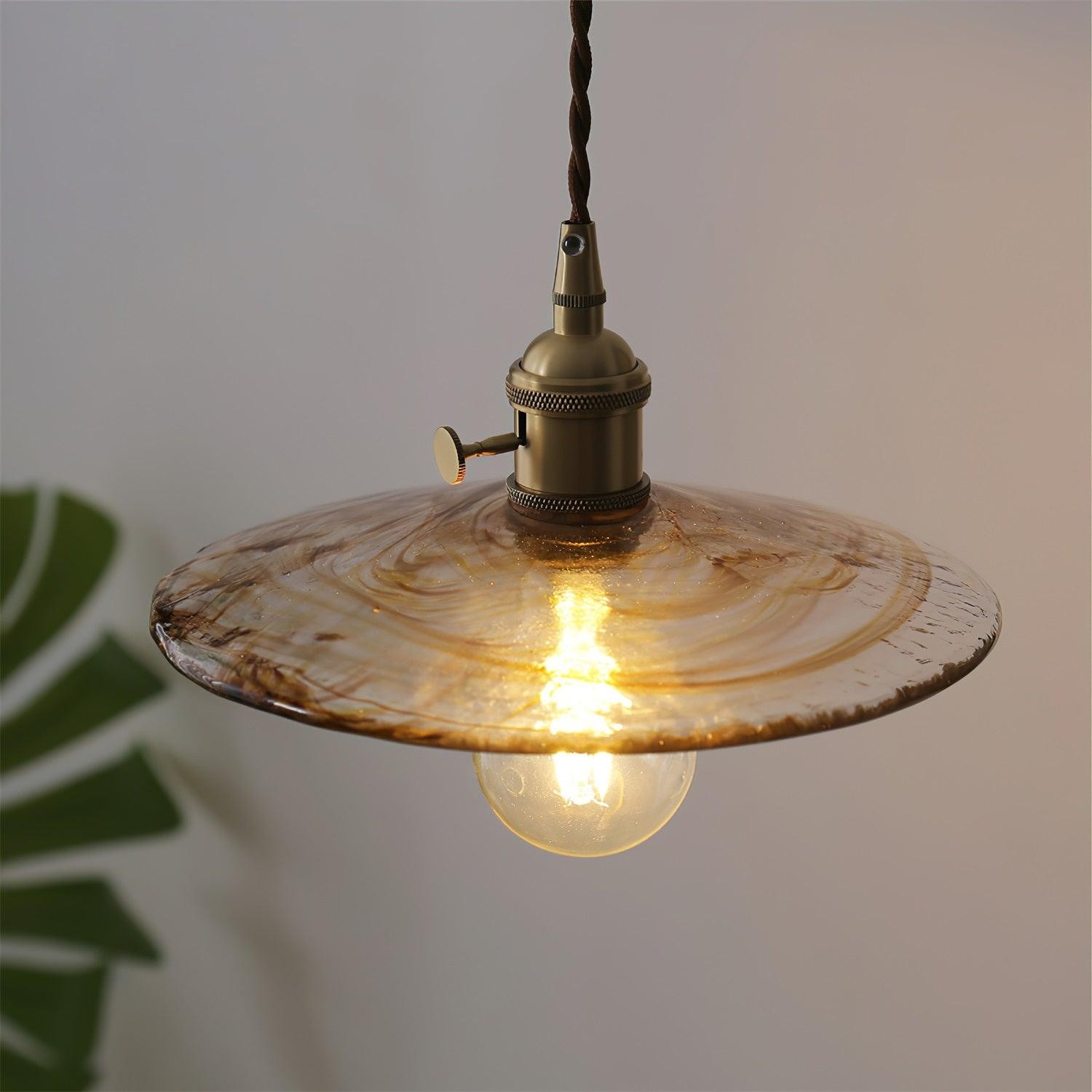 Messing Vintage Helder Glazen Hanglamp HL623