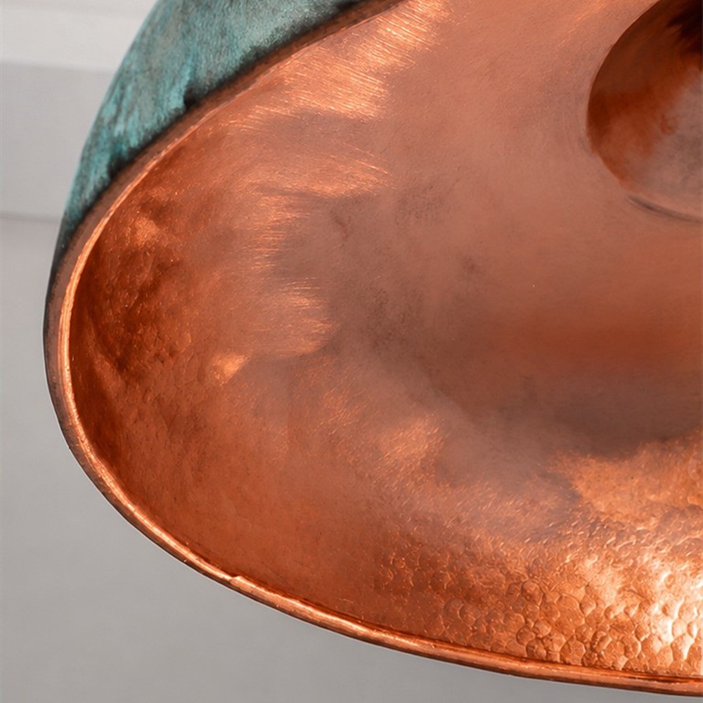 Aerugix Vintage hanglamp met gehamerde koperen koepel - natuurlijke metallic afwerking voor de eetkamer HL3580