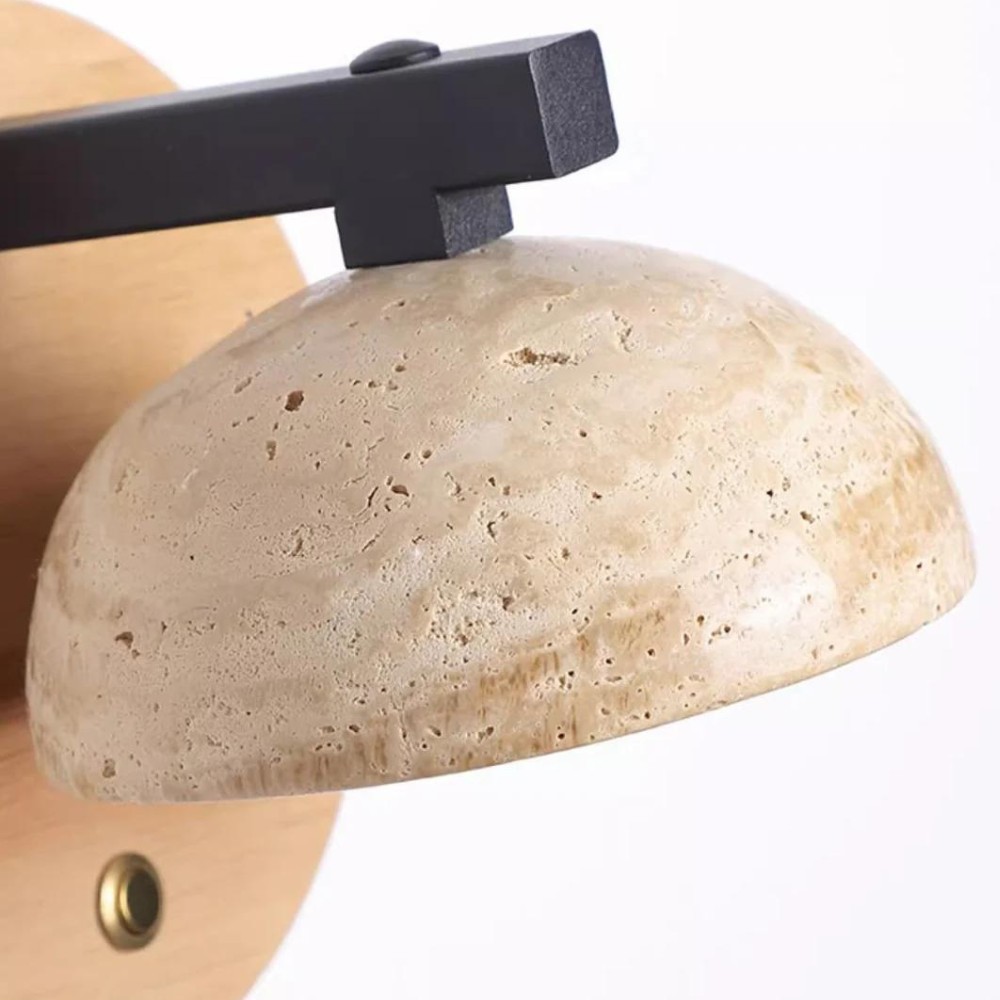 De charmante wandlamp HL3412 van travertijn