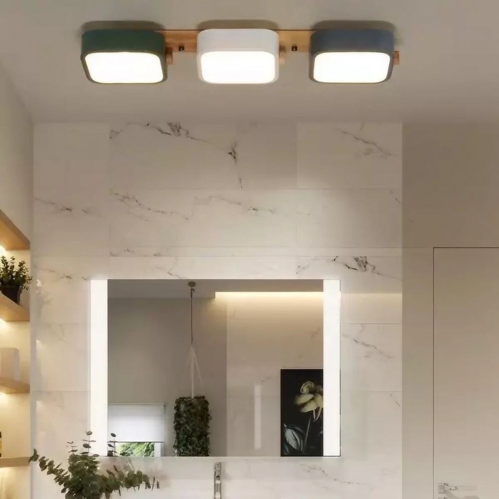 Houten blok plafondlamp - Nordic vierkante LED keukenverlichting HL1348