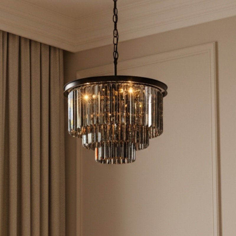 Aurevon Crystal Prism Modern Plafondkroonluchter met Metalen Frame voor Thuis en Hotel HL2298