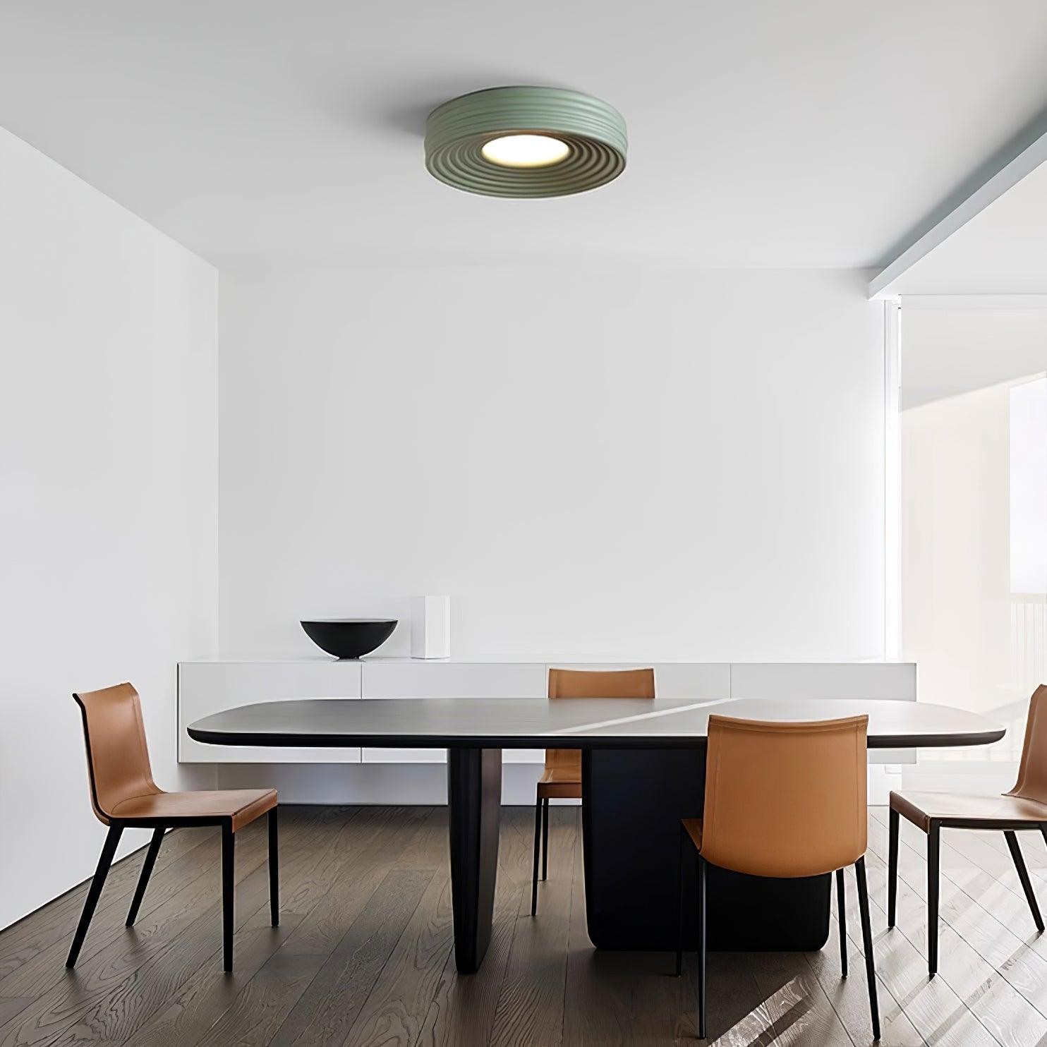 Crèmekleurige geribbelde plafondlamp met drie kleurenverandering HL475