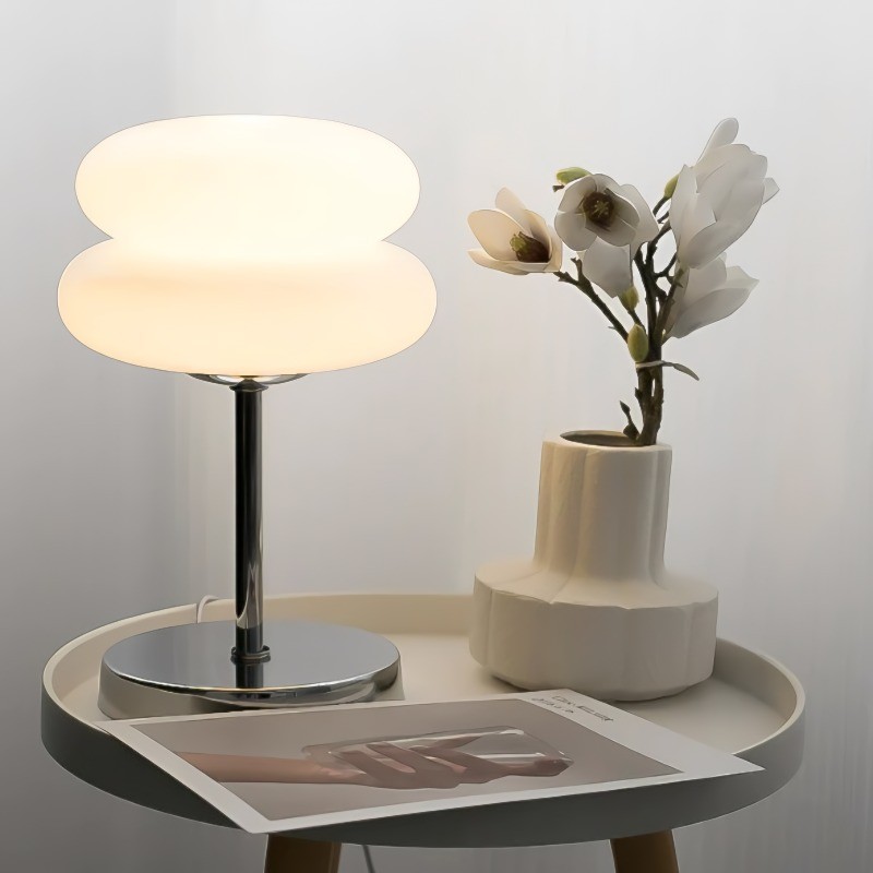 Bauhaus Dubbele Glazen Tafellamp - Sculpturale Gelaagde Nachtlamp voor Slaapkamer en Bureau HL22