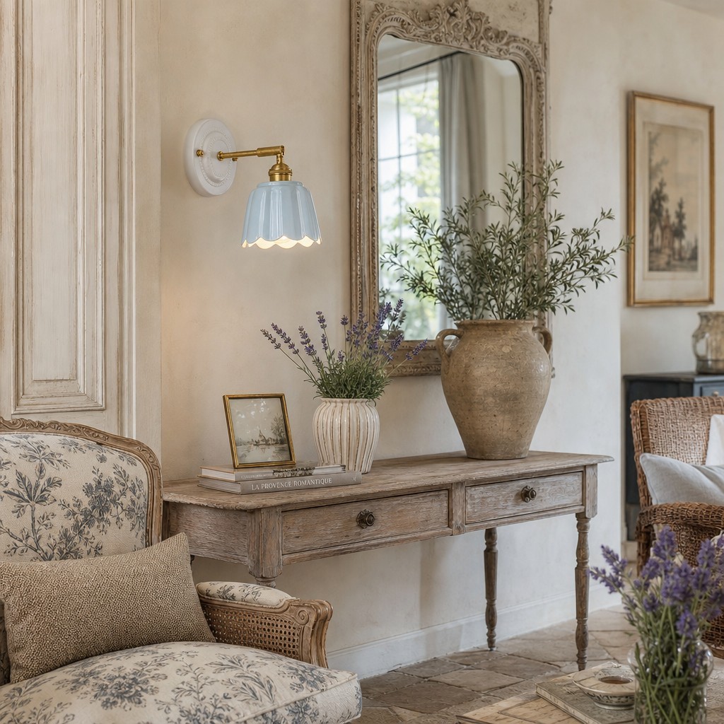 Cienax Retro Keramische Bloem Wandlamp voor Slaapkamer of Woonkamer HL3578