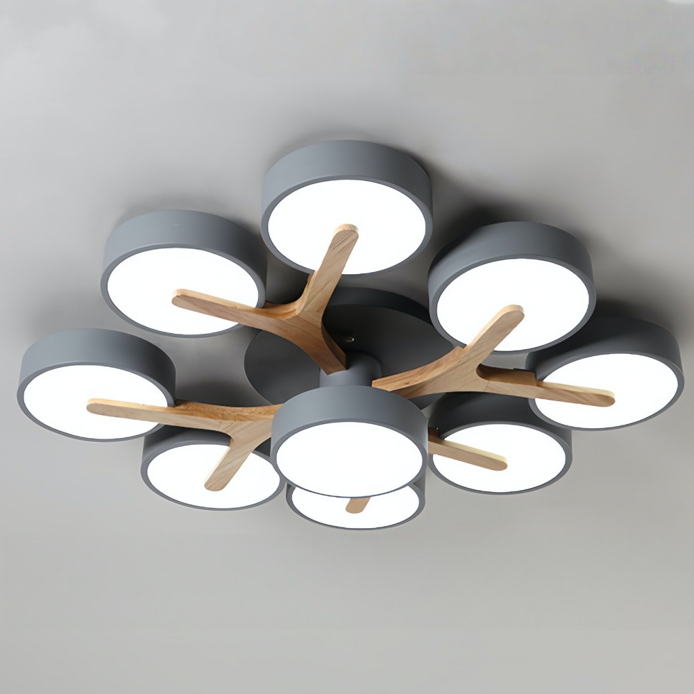 Nordic Disc Wood Plafondlamp - LED Semi-Flush Mount voor Slaapkamer HL1353