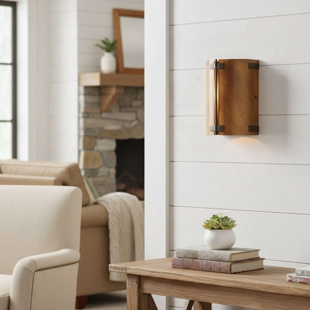 Rustivon rustieke wandlamp - gebogen metalen kap in vintage stijl voor de slaapkamer HL2430