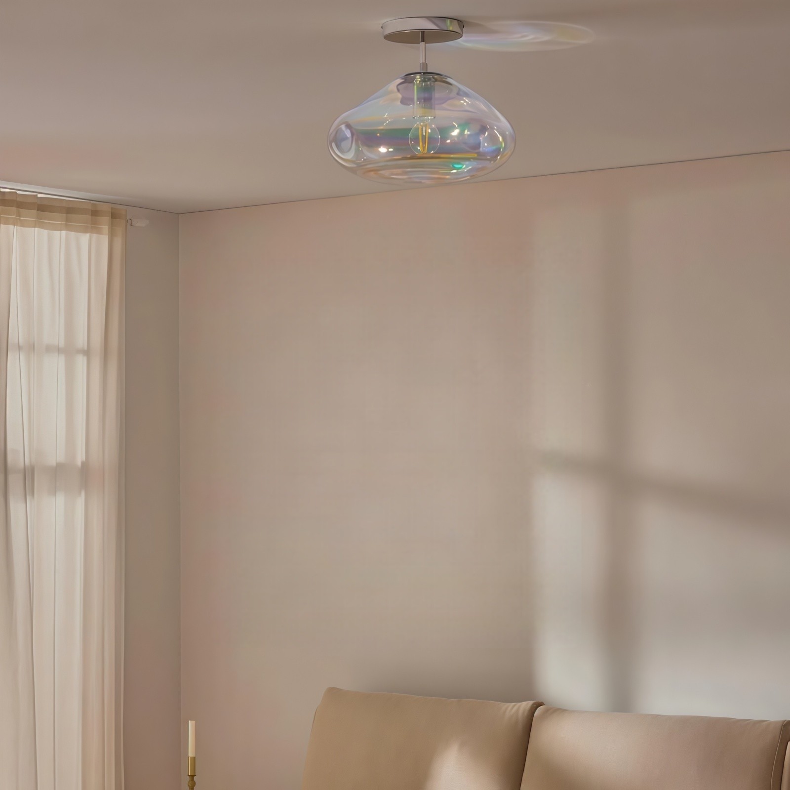 Moderne plafondlamp van chroomspiegelglas - minimalistische stijl voor woonkamer HL1054