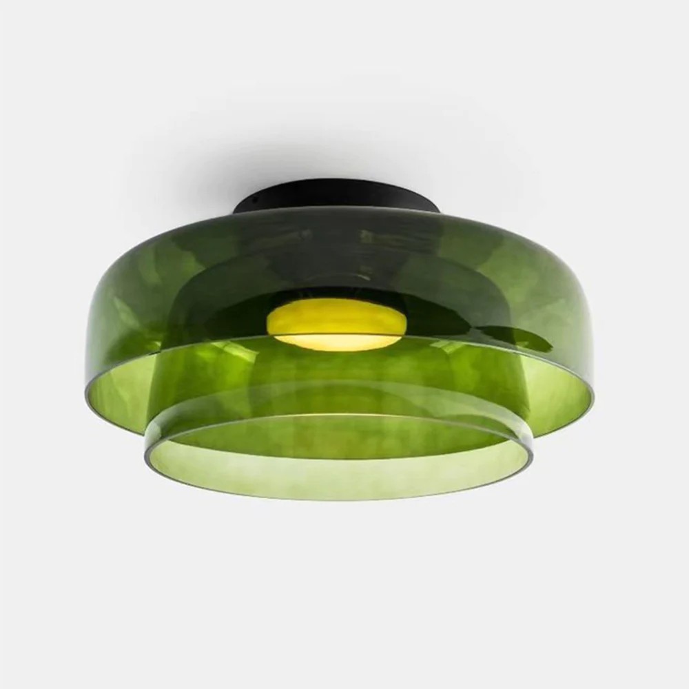 Scandinavische Glazen Schijf Plafondlamp - Noordse Macaron-stijl Lamp voor Woonkamers HL204