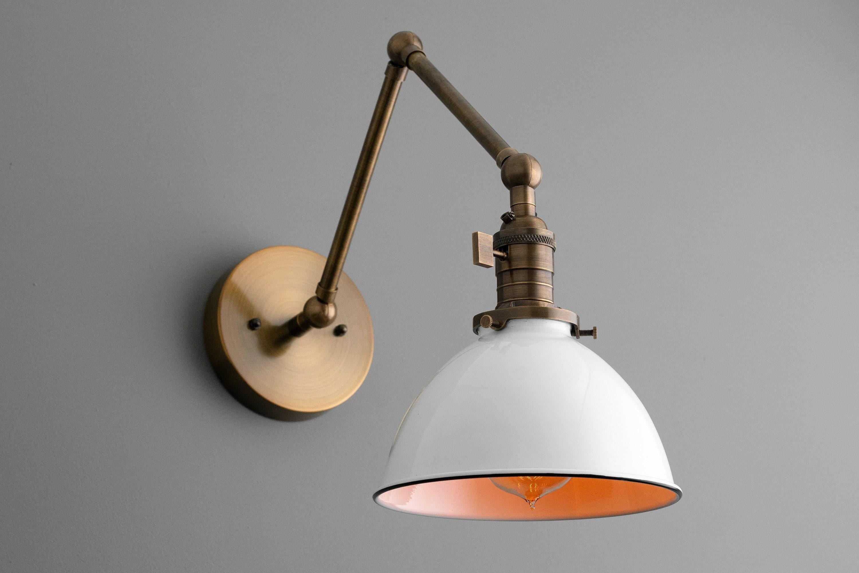 Conique metalen vintage industriële wandlamp met zwenkarm - verstelbare koepelvormige kap voor studie HL1675