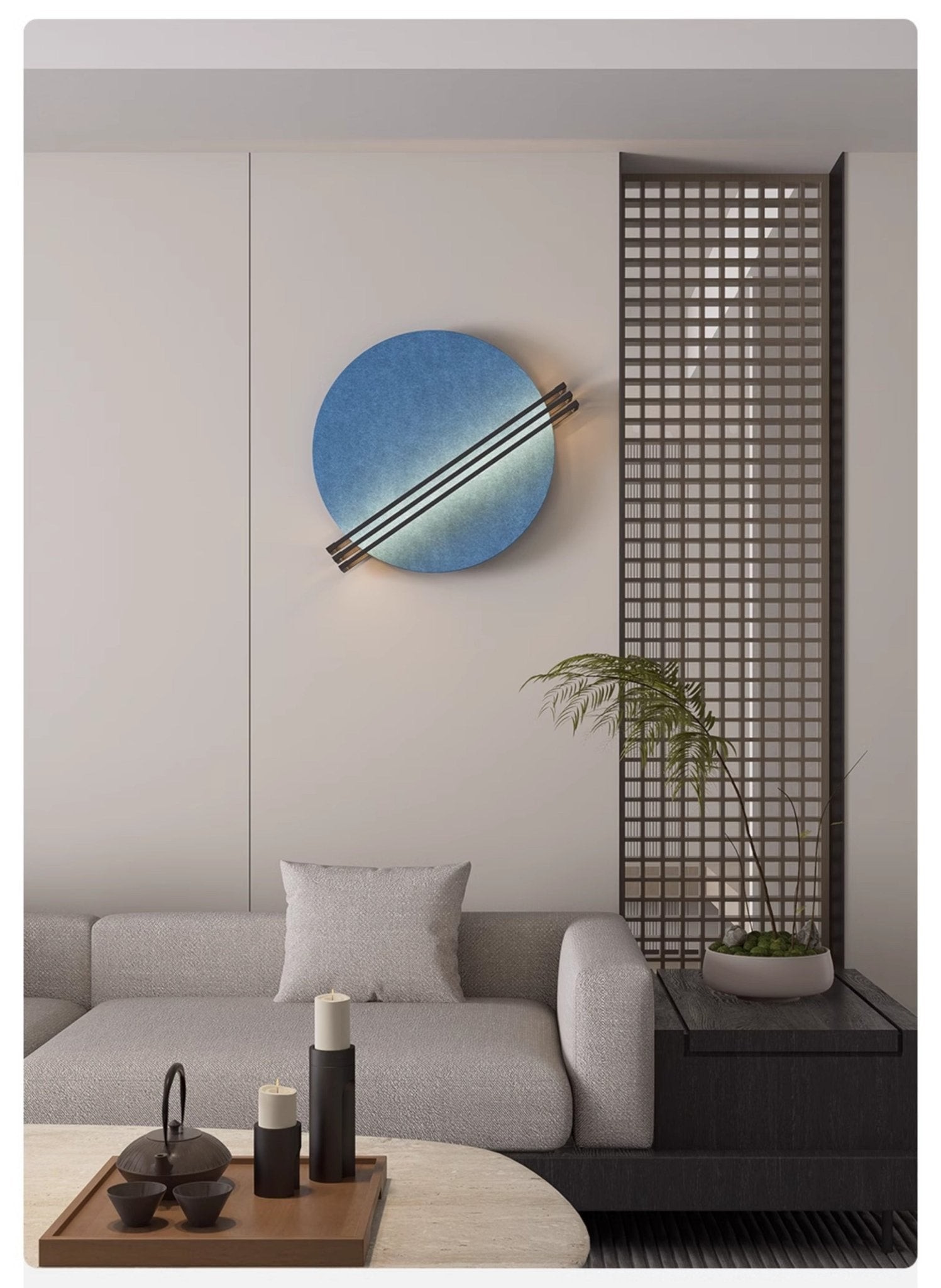 Abstracte wandlamp met zonsopgangmotief van vilt HL2934