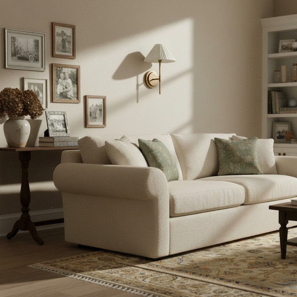 Lindi - wandlamp met geschulpte rand van verouderd messing en linnen HL1804