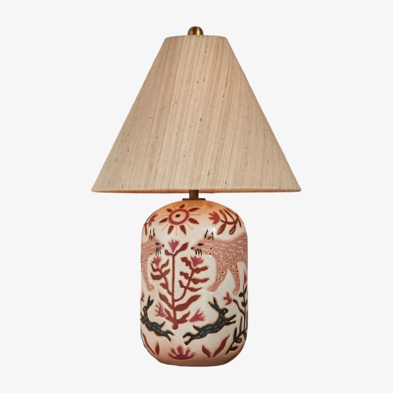 Ceruna keramische tafellamp - taps toelopende linnen kap met wasbestendige coating voor de slaapkamer HL1904
