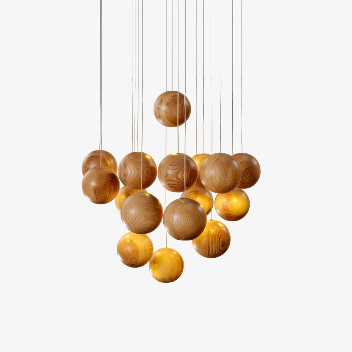 Houten bolvormige cluster hanglamp HL930