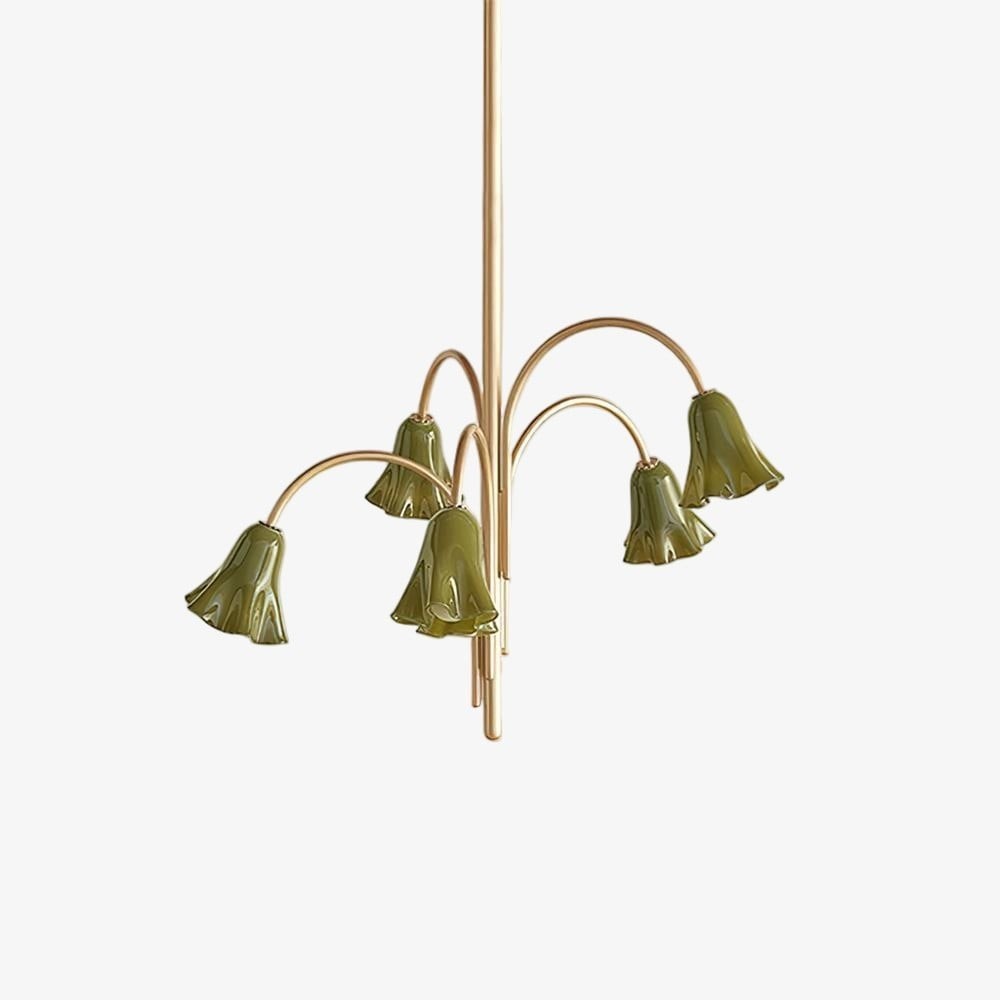 Bellina moderne romantische kroonluchter - botanisch lelie-ontwerp met glazen bloemen HL1642