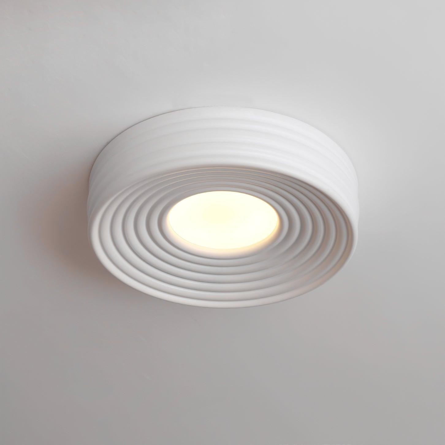 Crèmekleurige geribbelde plafondlamp met drie kleurenverandering HL475