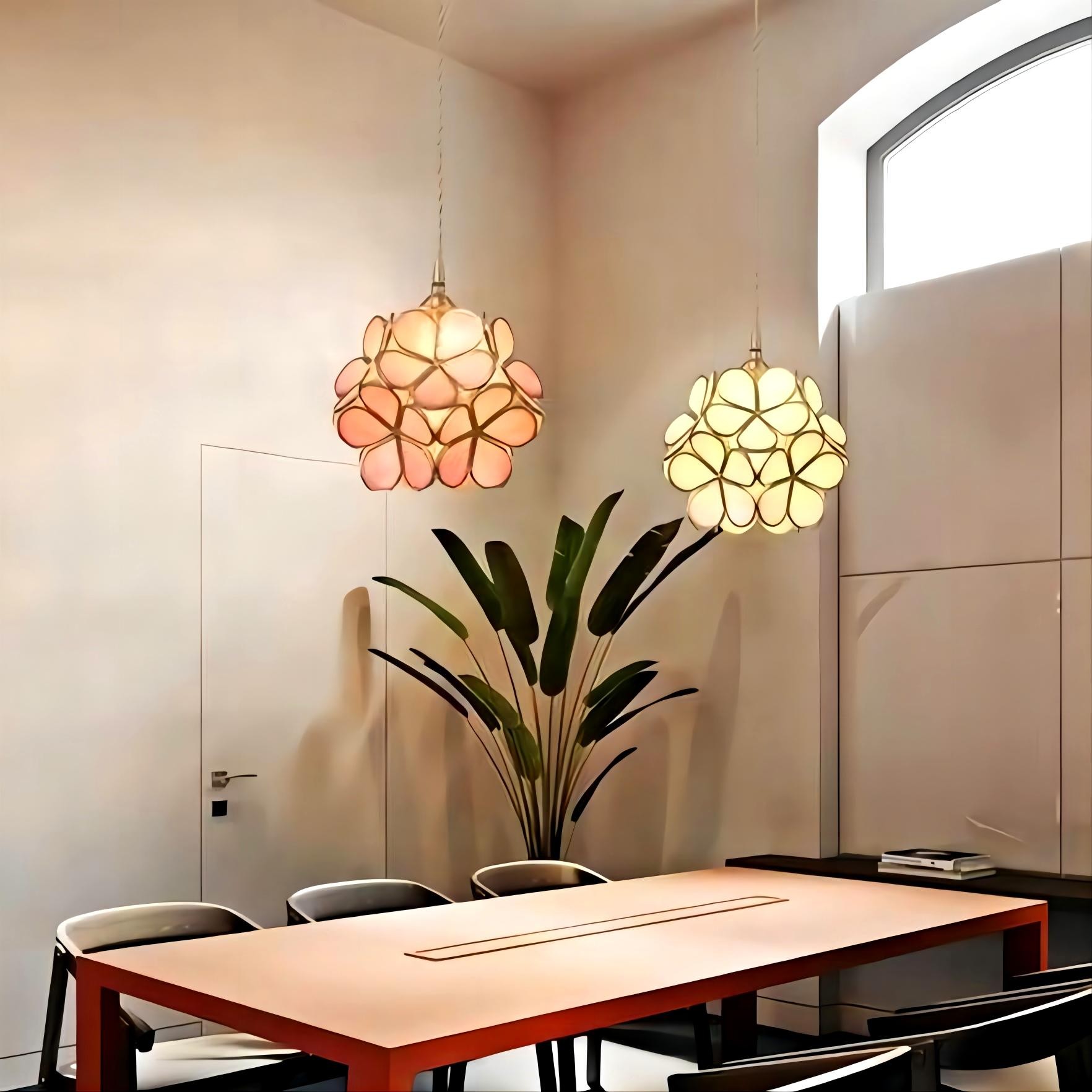 Romantische handgeblazen glazen bloemblad hanglamp HL47