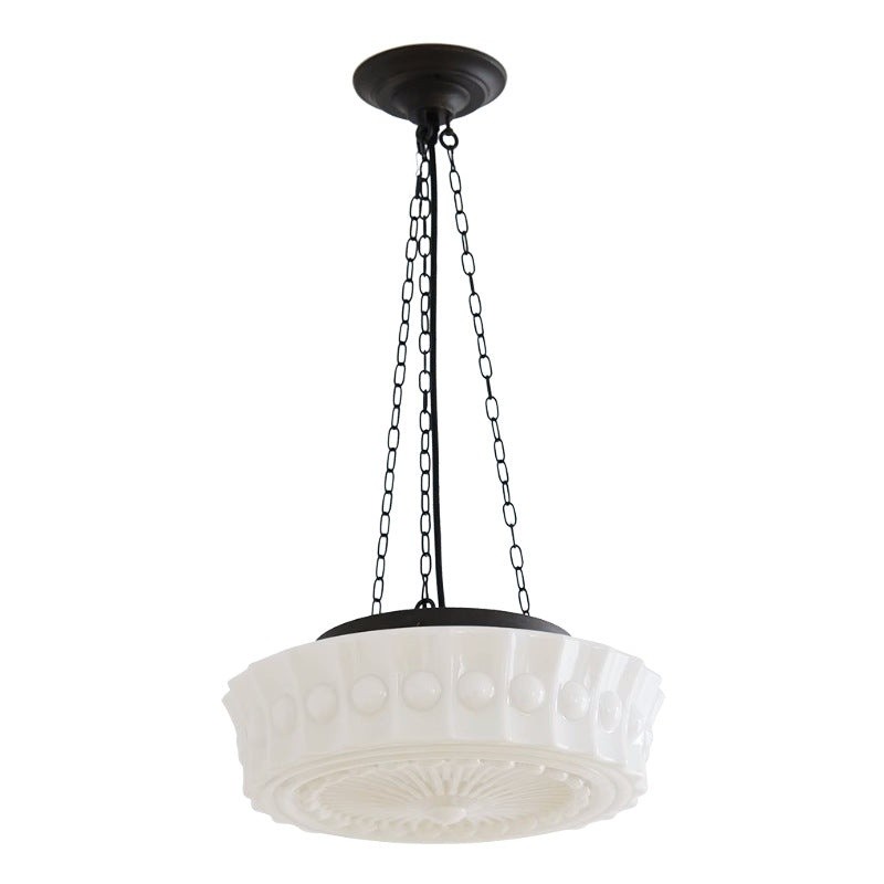 Kroonluchter met cilindervormige kap van ijzerglas HL989