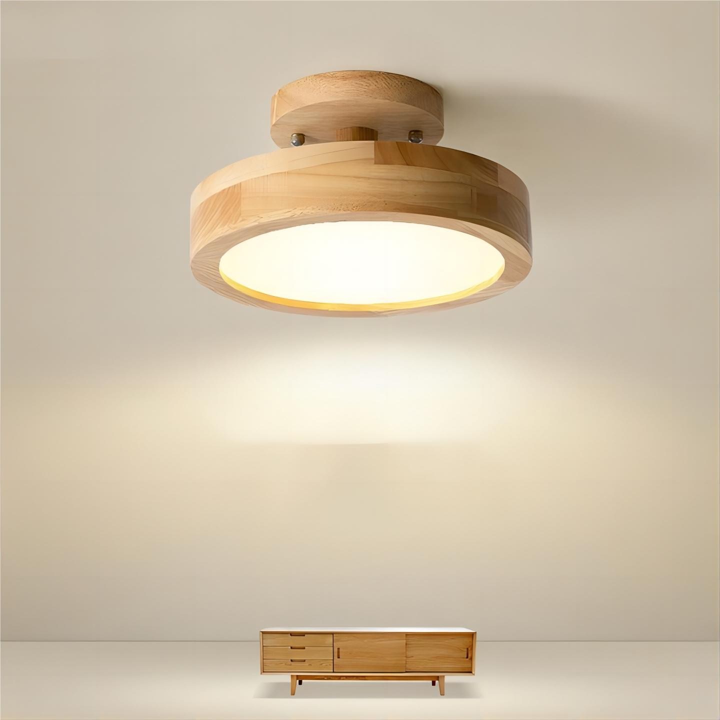 Scandinavische Macaroon Houten Ronde Plafondlamp HL152