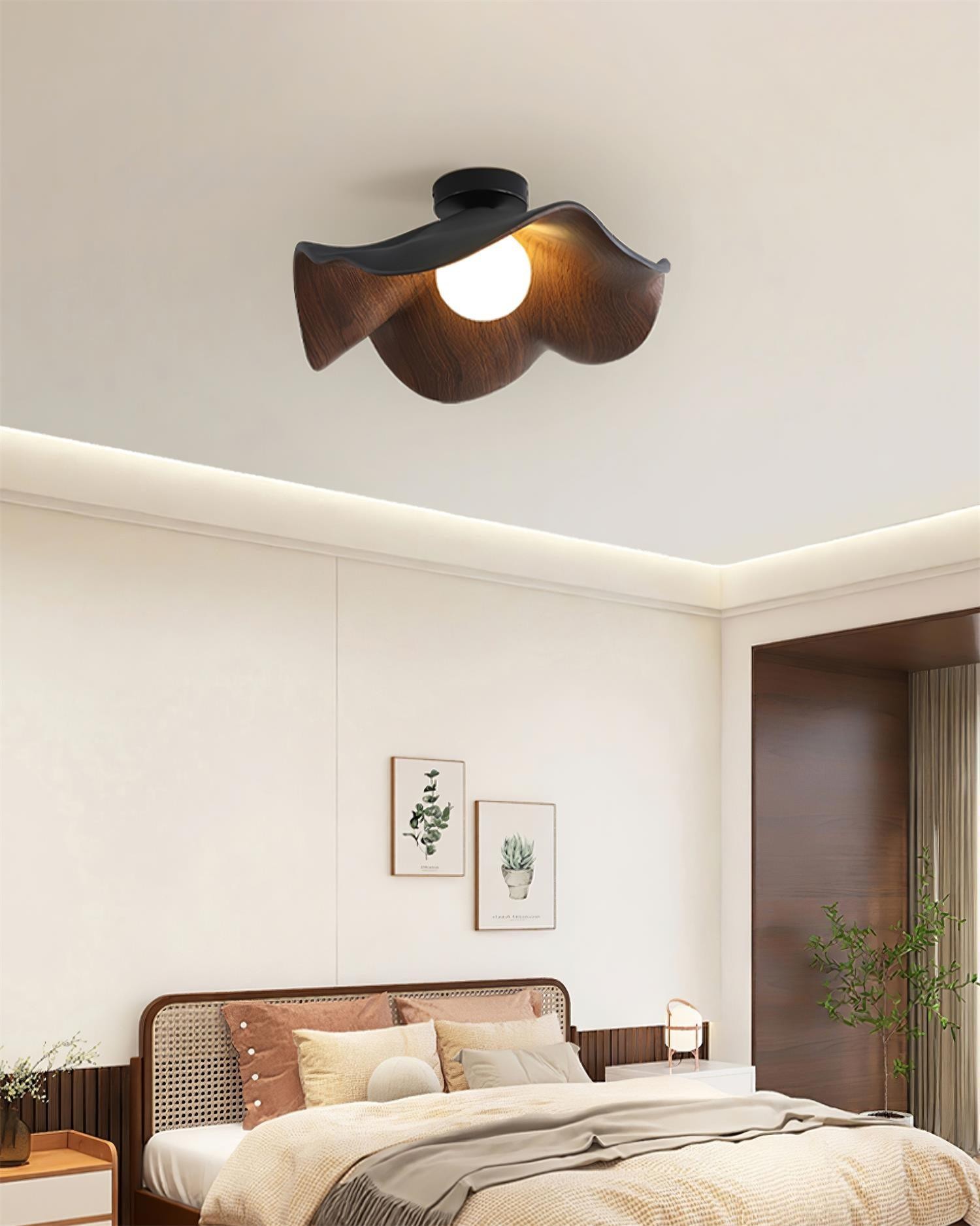 Nieuwe moderne eenvoudige plafondlamp met walnootnerf HL510