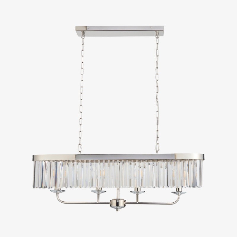 Beveline 4-lichts lineaire plafondpendel met geslepen facetglas - Strak metalen frame voor eetkamer HL2054
