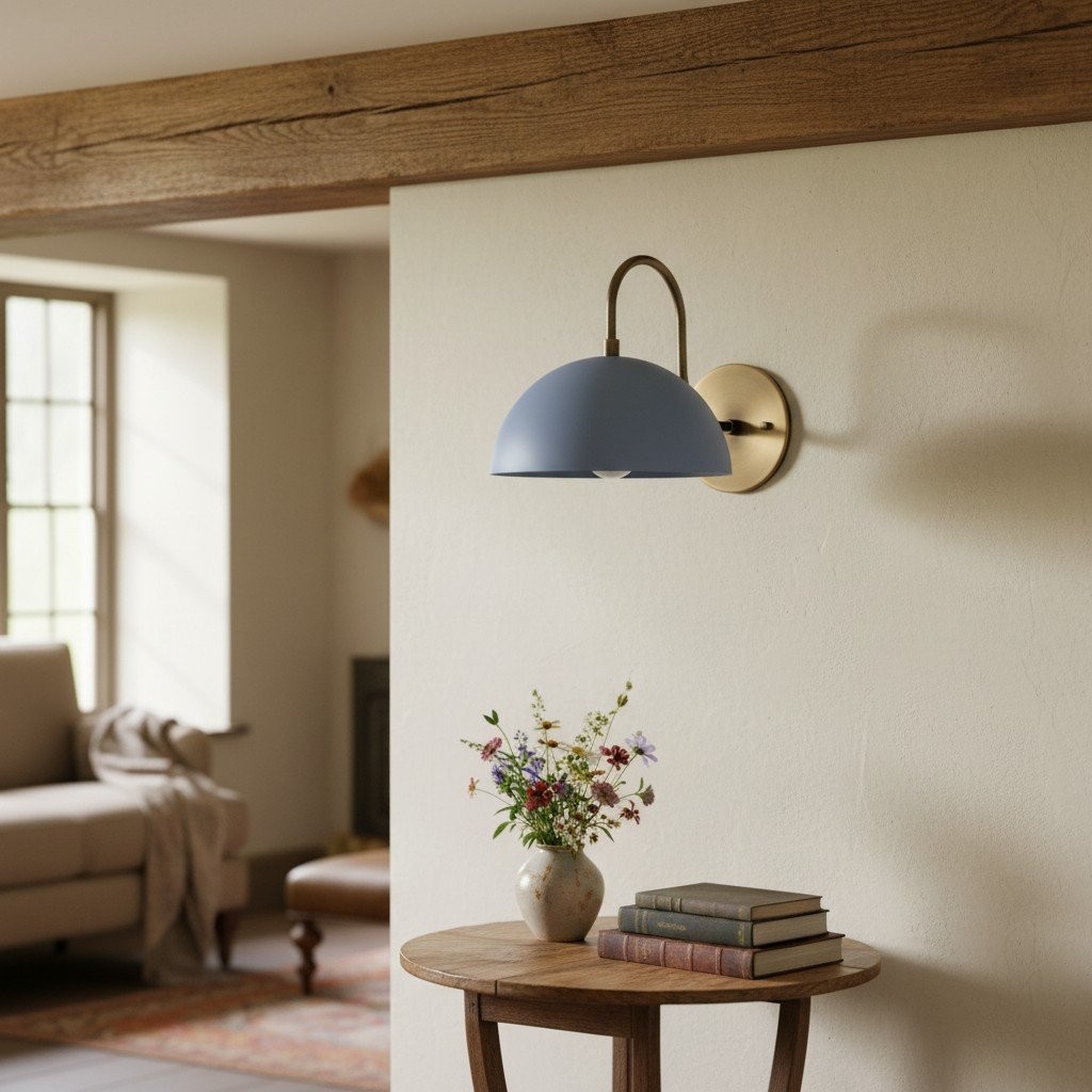 Curva Metalen Industriële Wandlamp - Gebogen Messing Arm - Gehamerde Koepellamp HL1770